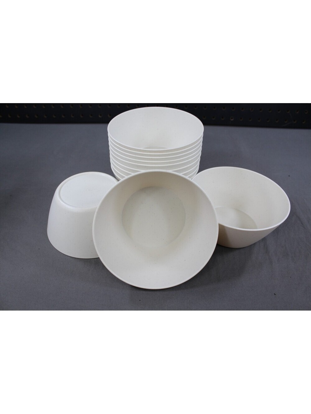 10pc White Speckled 6" Plastic Bowls Set Stackable